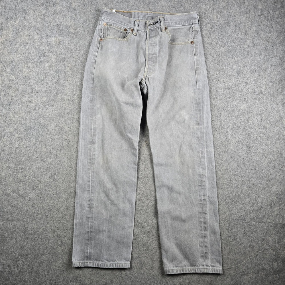 Levi 501 Jeans Mens Fits 30x27 Gray Straight Leg Button Fly Denim Grunge Skater